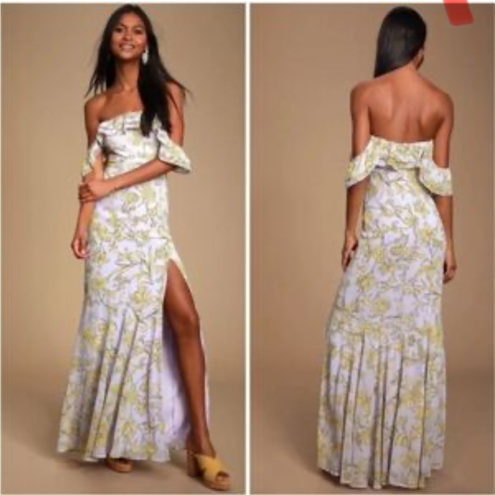 Lulu's Yellow Floral Backless Maxi Dress